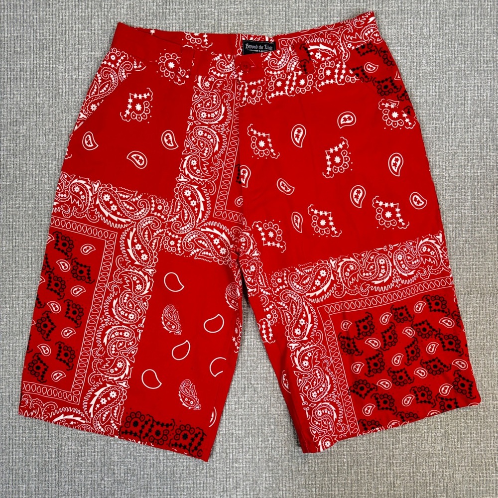 Beyond the Limit Bandana Shorts Casual Summer Mens Red Size 36‎